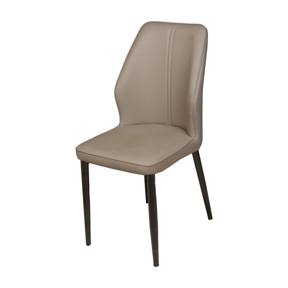 كرسي عصري بجلد صناعي وأرجل خشبية موديل KR192 - بني