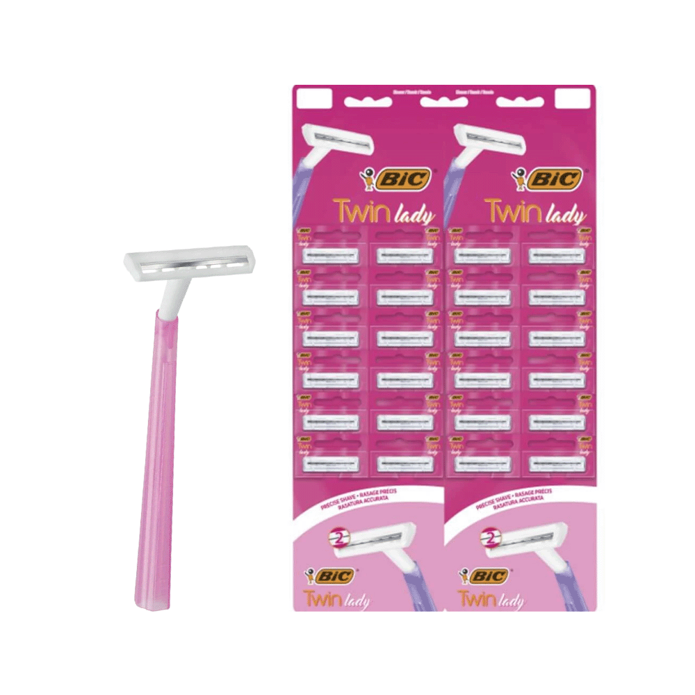 بيك توين ماكينة حلاقه شفرتين للسيدات لون وردي - 24 قطعة