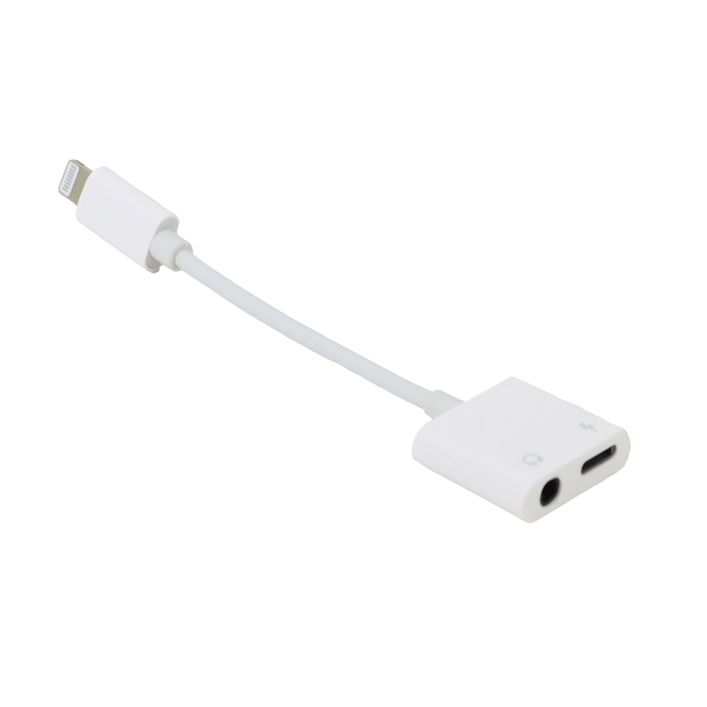 عالم الأدوات محول صوت وشحن مزدوج بمنفد لايتينج بقوة 2A موديل XZ-666 - أبيض