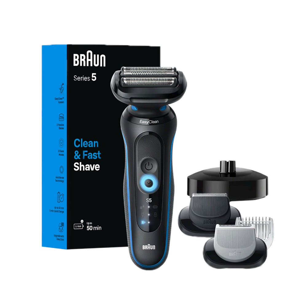 باكج براون 4×1 ماكينة حلاقة كهربائية للإستخدام الرطب والجاف للرجال وآلة إزالة الشعر سيلك-إبيل5 للنساء مع مكواة فرد الشعر قوة 170 واط وأفون عطرنسائي مجاني 50 مل