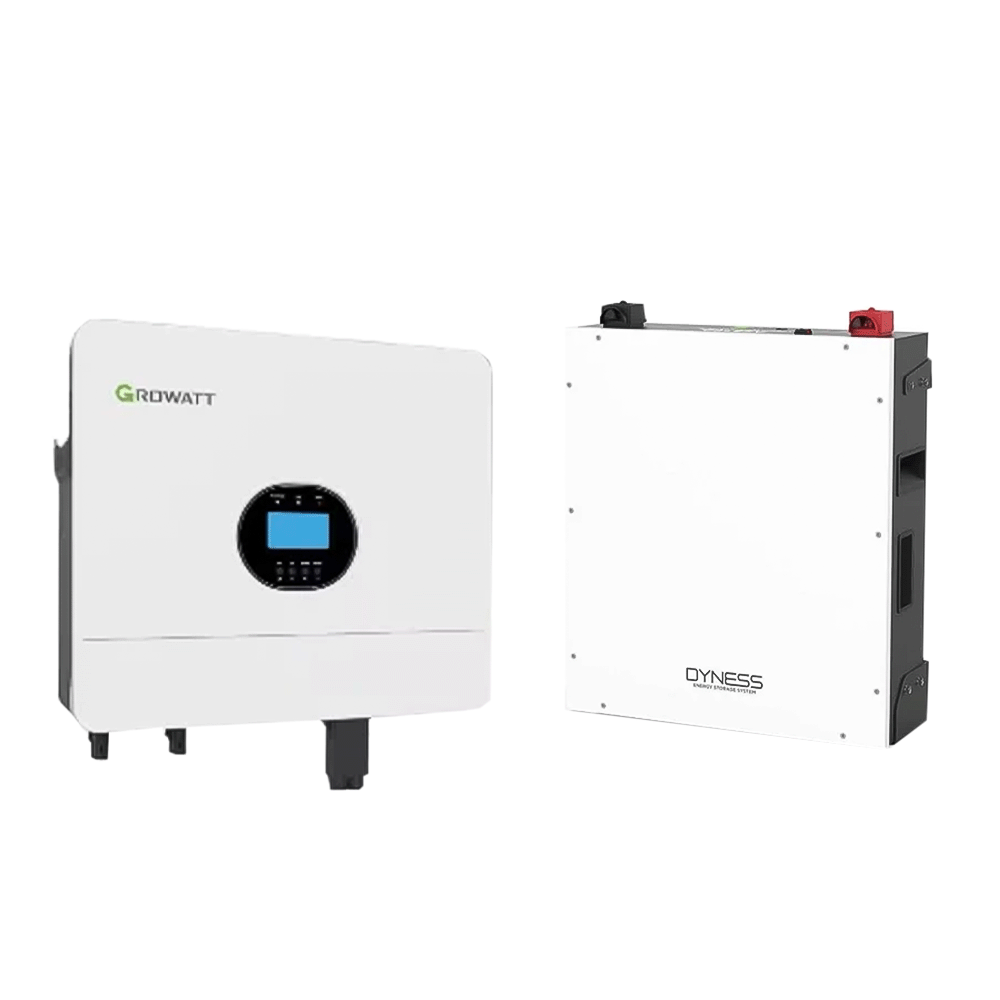 باكج دينيس بطارية ليثيوم بسعة 5 كيلو واط و جهد 48 فولت مع جرو وات جهاز انفرتر هجين للطاقة الشمسية بقدرة 6 كيلو واط - أبيض