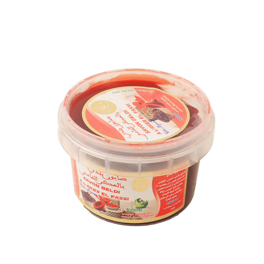 بلدي صابون مغربي بالعكر الفاسي بفتامين E لتفتيح وتنعيم البشره - 200 جرام