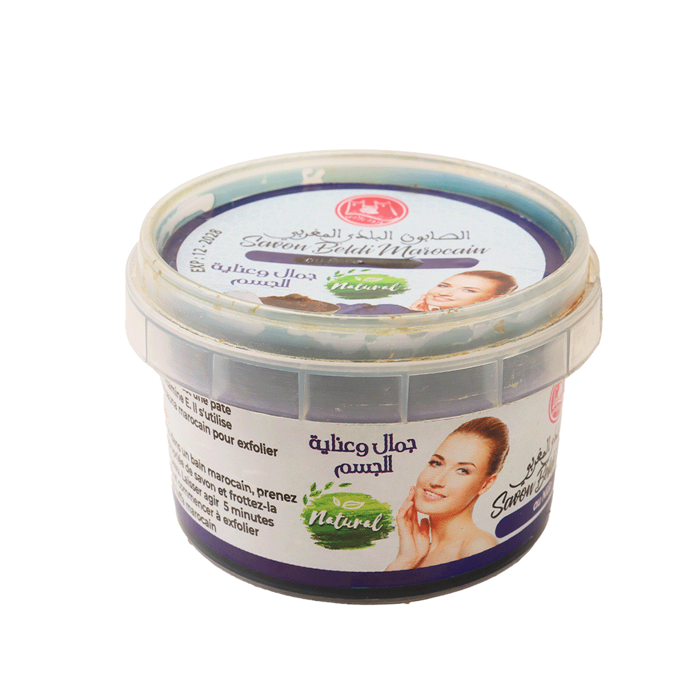بلدي صابون المغربي لتقشيرالجسم بالنيلة الزرقاء - 200 جرام
