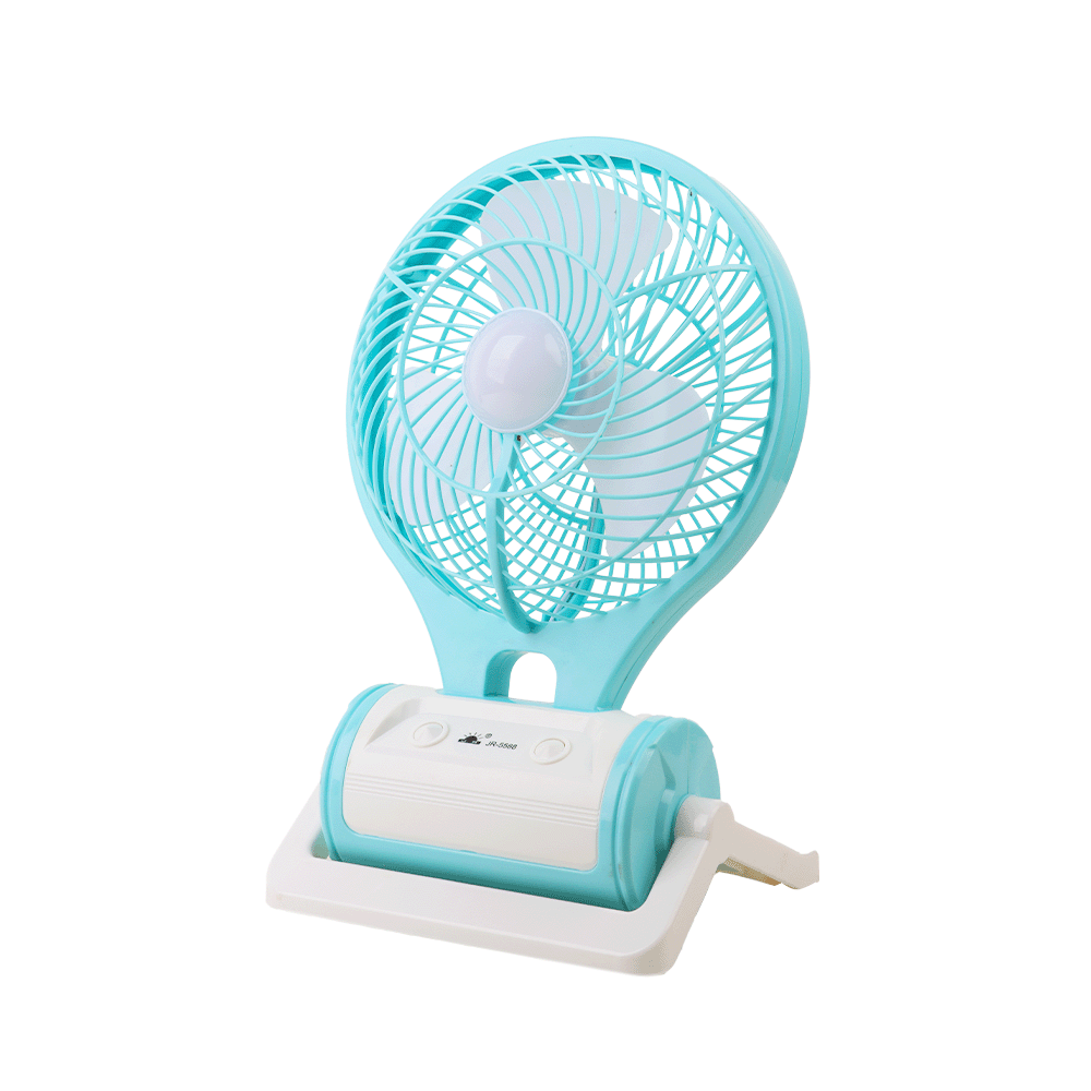 جونيور مروحه تبريد محموله مع اضاءه LED صغيرة موديل JR-5588 - سماوي