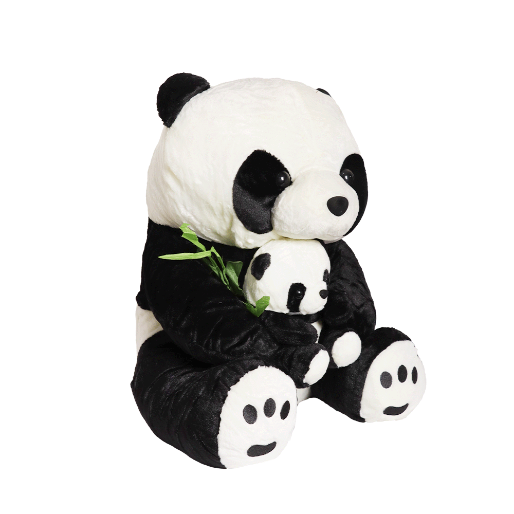 دمى باندا قطنية بتصميم مزدوج للأم وطفلها بحجم كبير