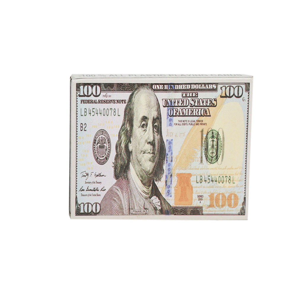 أوراق لعب بلاستيكية شكل دولار أمريكي