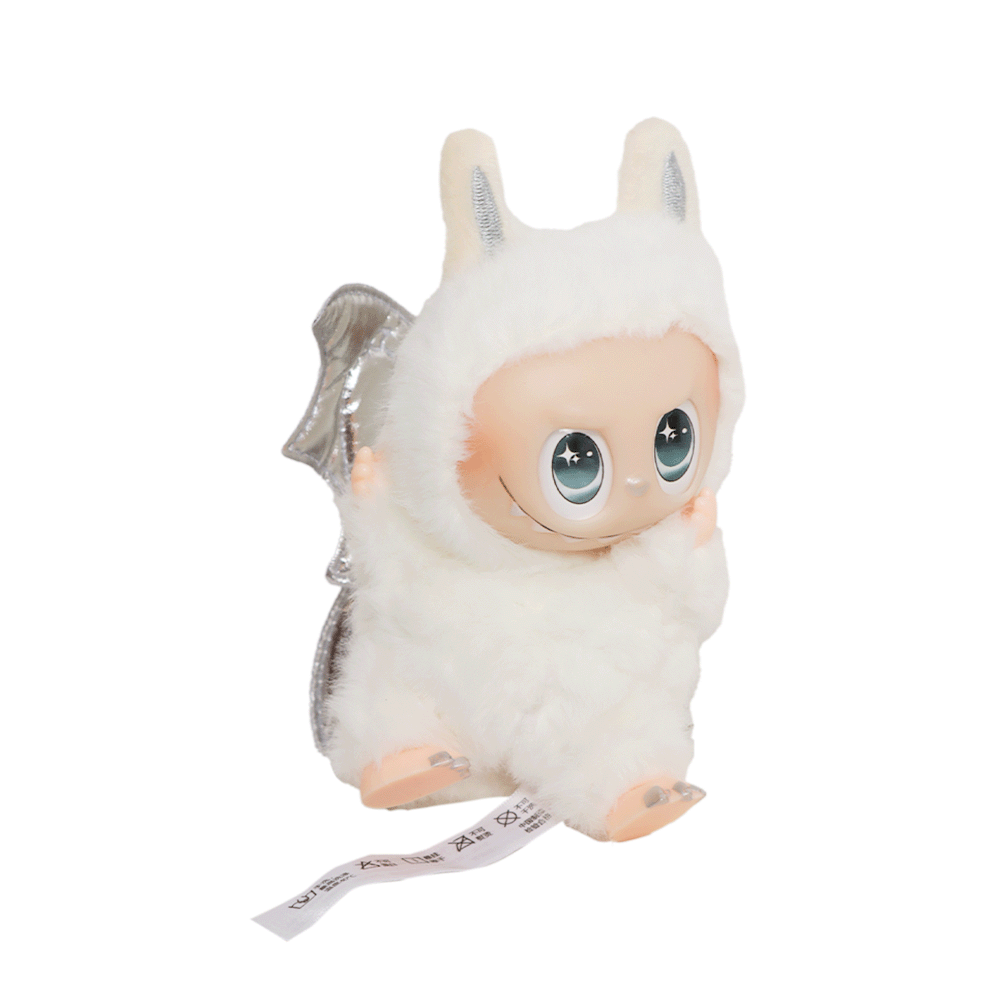 لابوبو دمية محشوة ناعمة ولطيفة بأجنحة من الخلف - أبيض