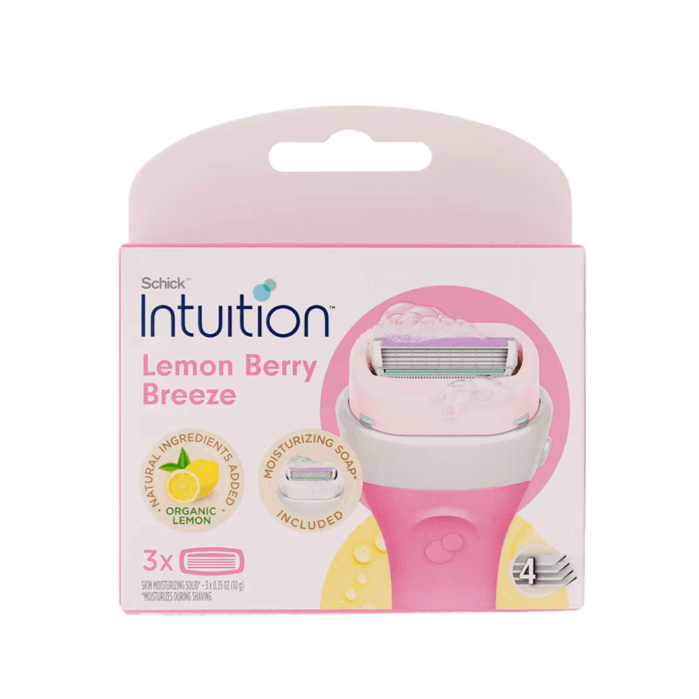 انتويشن شيك شفرات حلاقة غيار بالليمون إضافية لانتعاش دائم - 3 شفرات