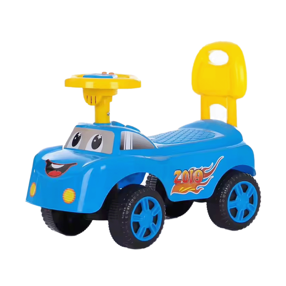 لانفنج سيارة ركوب أطفال دفع يدوي مع مقبض خلفي موديل BB-1017 - أزرق