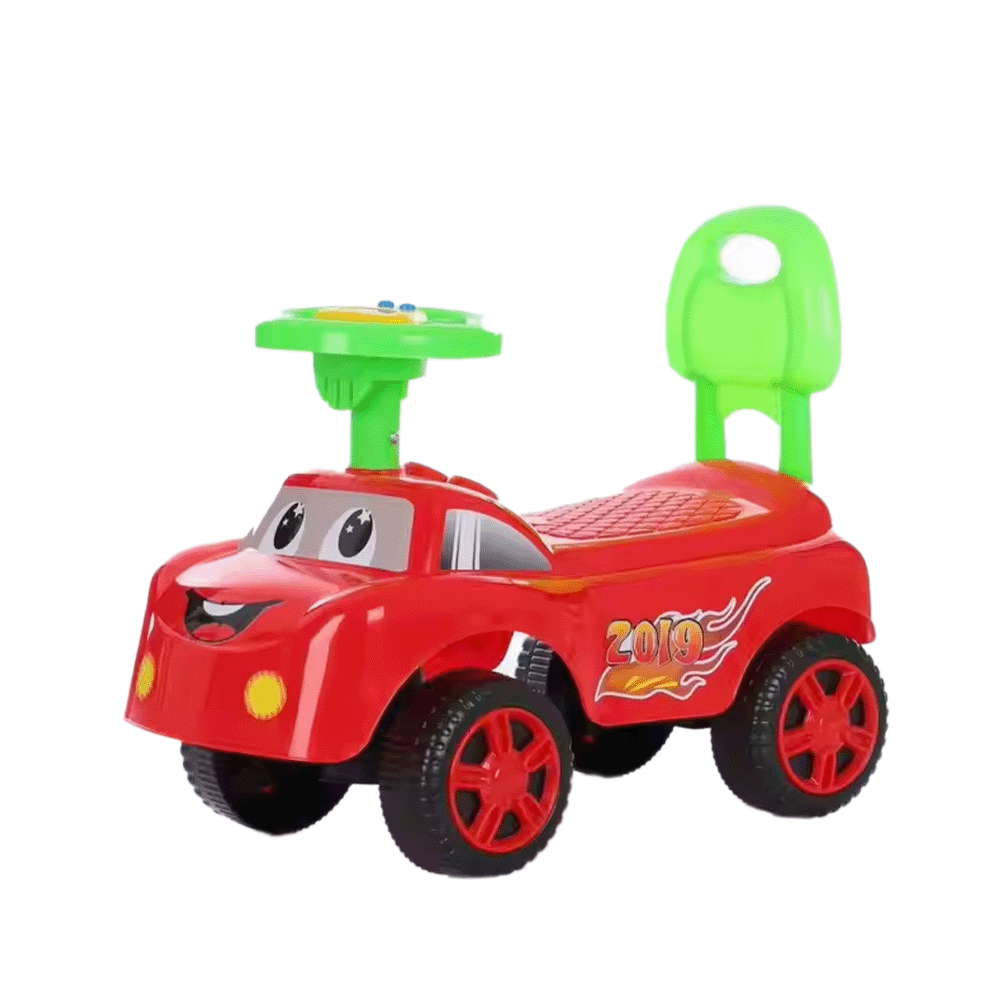 لانفنج سيارة ركوب أطفال دفع يدوي مع مقبض خلفي موديل BB-1017 - أحمر