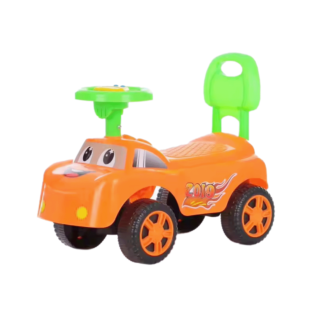 لانفنج سيارة ركوب أطفال دفع يدوي مع مقبض خلفي موديل BB-1017 - برتقالي