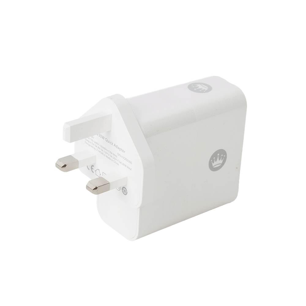 ال تي رأس شاحن جداري بقوة 30 واط وجهد 12 فولت - أبيض