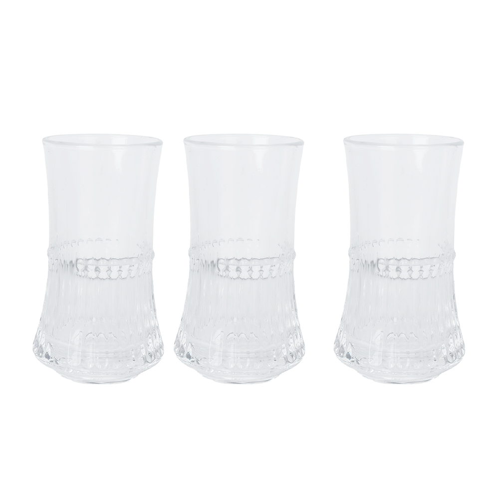 زادكو طقم قلاصات عصير زجاج شفاف - عدد 3 قطع