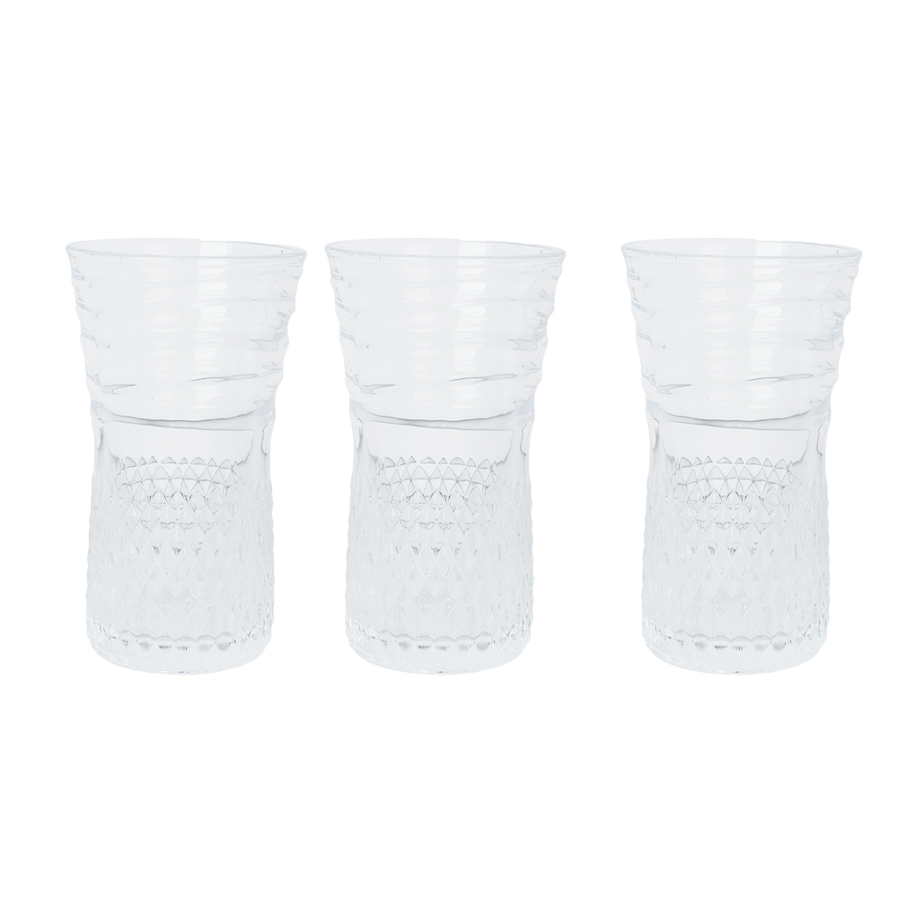 زادكو طقم قلاصات عصير زجاج شفاف - عدد 3 قطع