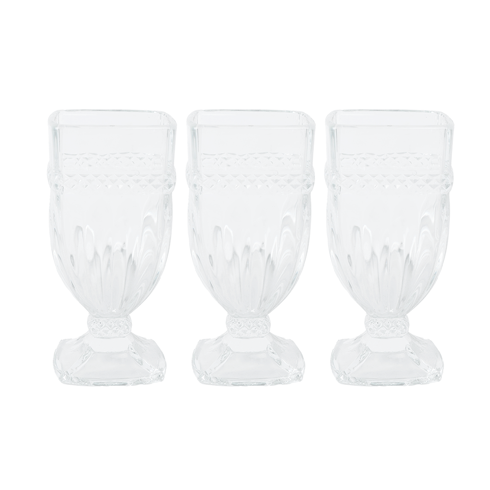 زادكو طقم قلاصات عصير زجاج شفاف مربع - عدد 3 قطع