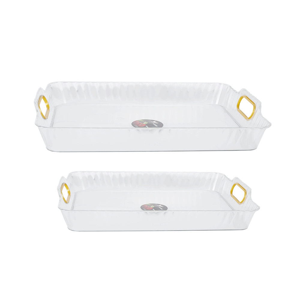 طقم معاشر تقديم اكرليك شفاف بمقبض - عدد 2 قطع