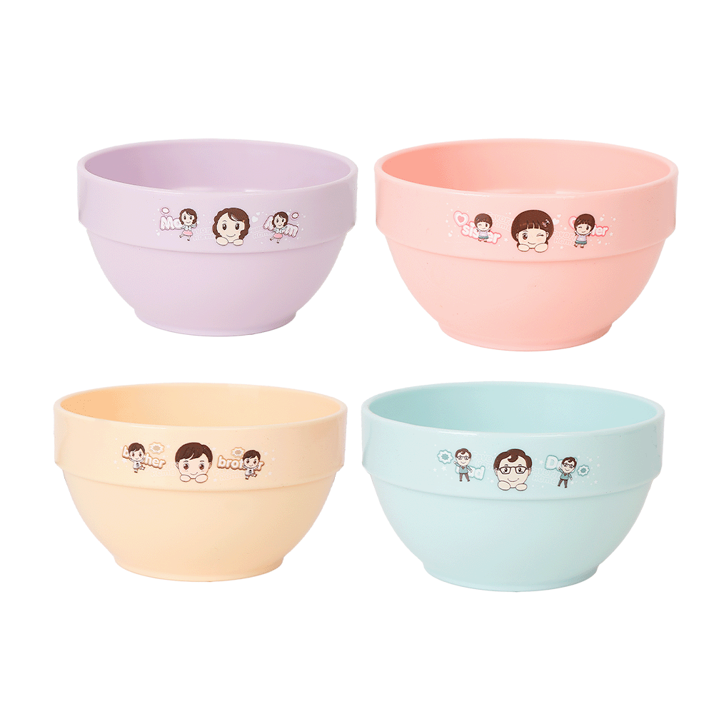 طقم زبدية أطفال بلاستيك متعدد الألوان - 4 قطع