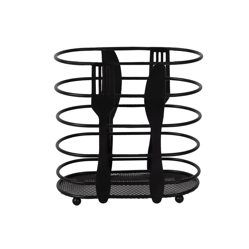 سلة معدنية لتنظيم أدوات المائدة موديل AL10236 - أسود