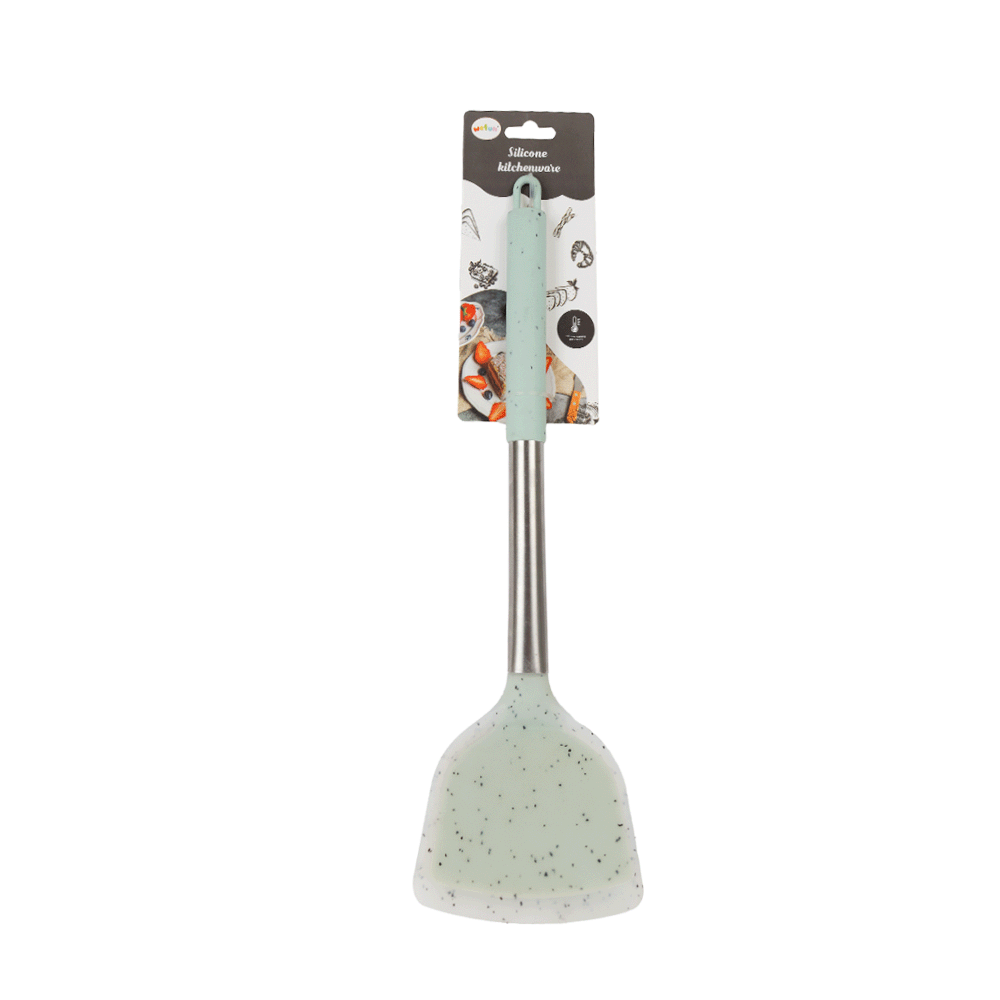 ملعقة تقليب سيليكون بمقبض طويل من الفولاذ المقاوم للصدأ - موديل AL10132