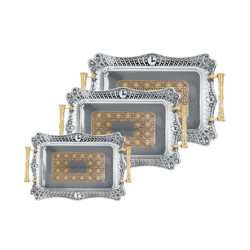 طقم معاشر تقديم استيل بثلاث مقاسات مختلفة عدد - 3 حبات