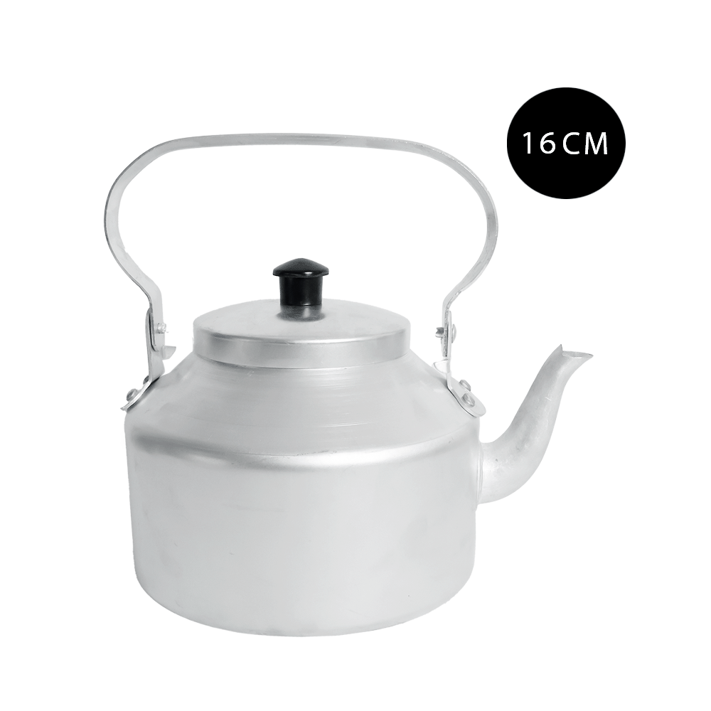 إبريق شاي معدني بلون فضي مقاس - 16 سم