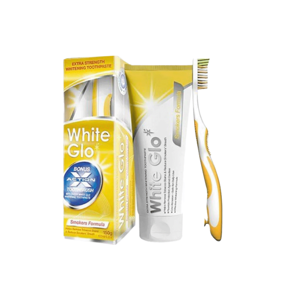 وايت جلو معجون أسنان مبيّض بقوة إضافية خاصة للمدخنين مع فرشاة - 100 مل