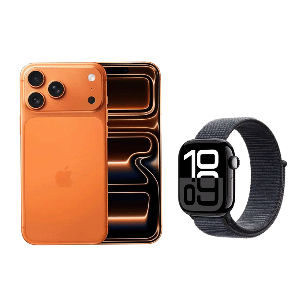 باكج أبل أيفون جوال 17 برو ماكس ذاكره 512 نسخة الشرق الأوسط بدون منفذ شريحة وكالة مع ساعة يد ذكية