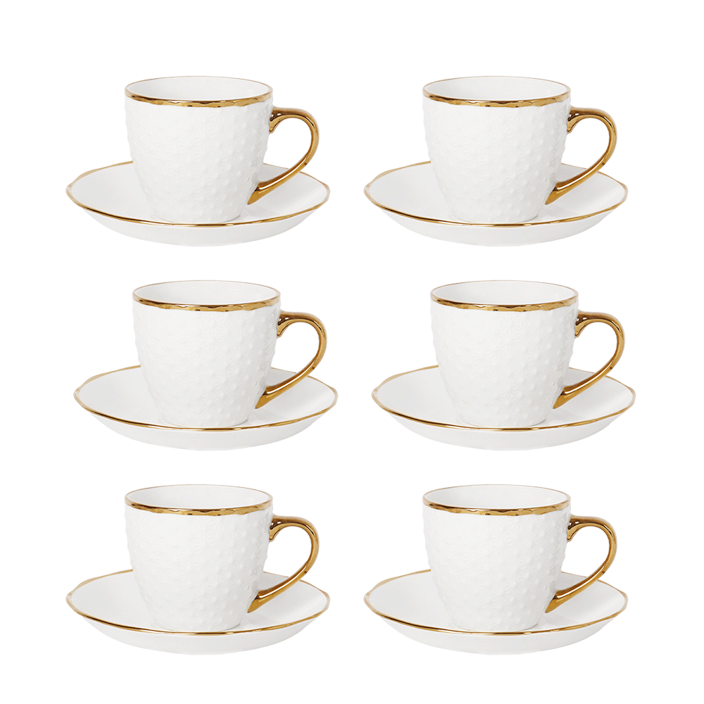 مجموعة فناجين وصحون للشاي بتصميم أنيق - 12 قطعة