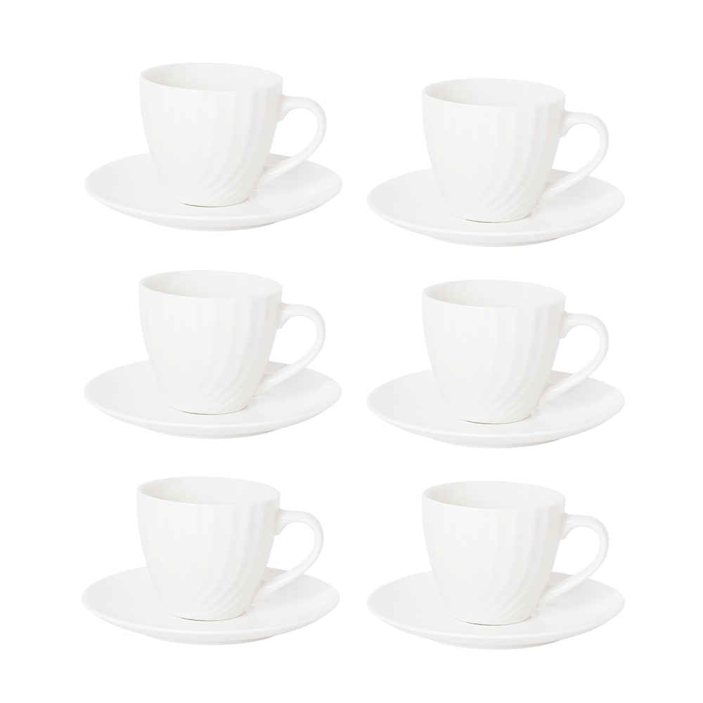 مجموعة فناجين وصحون للشاي بتصميم أنيق - 12 قطعة