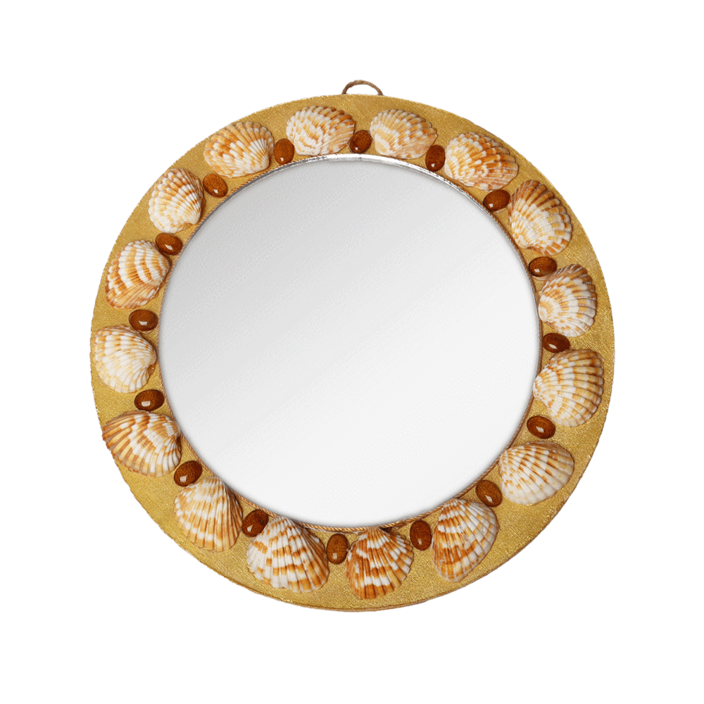 شيم دو مرآة جدارية دائرية بتصميم صدف البحر
