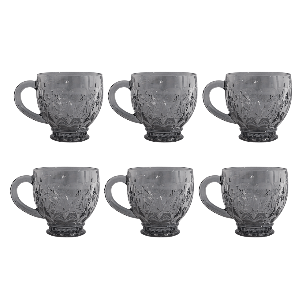 جي-هورس كاسات شاي زجاج أبو يد موديل SH16 أسود - 6 قطع