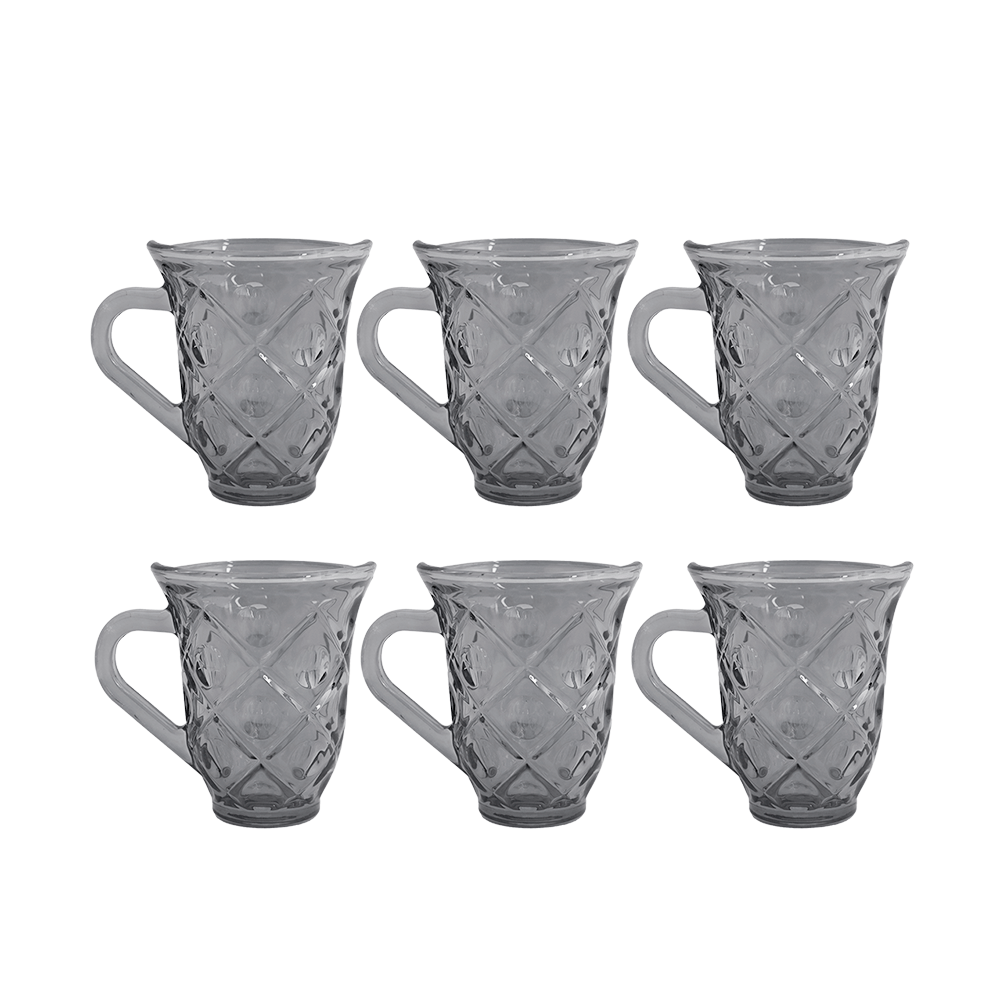 لوف ويش كاسات شاي زجاج أبو يد موديل SH20 اسود - 6 قطع