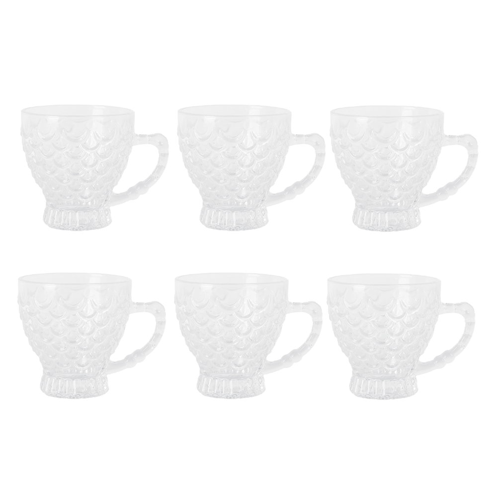 جي-هورس كاسات شاي زجاج أبو يد موديل SH 733 شفاف - 6 قطع