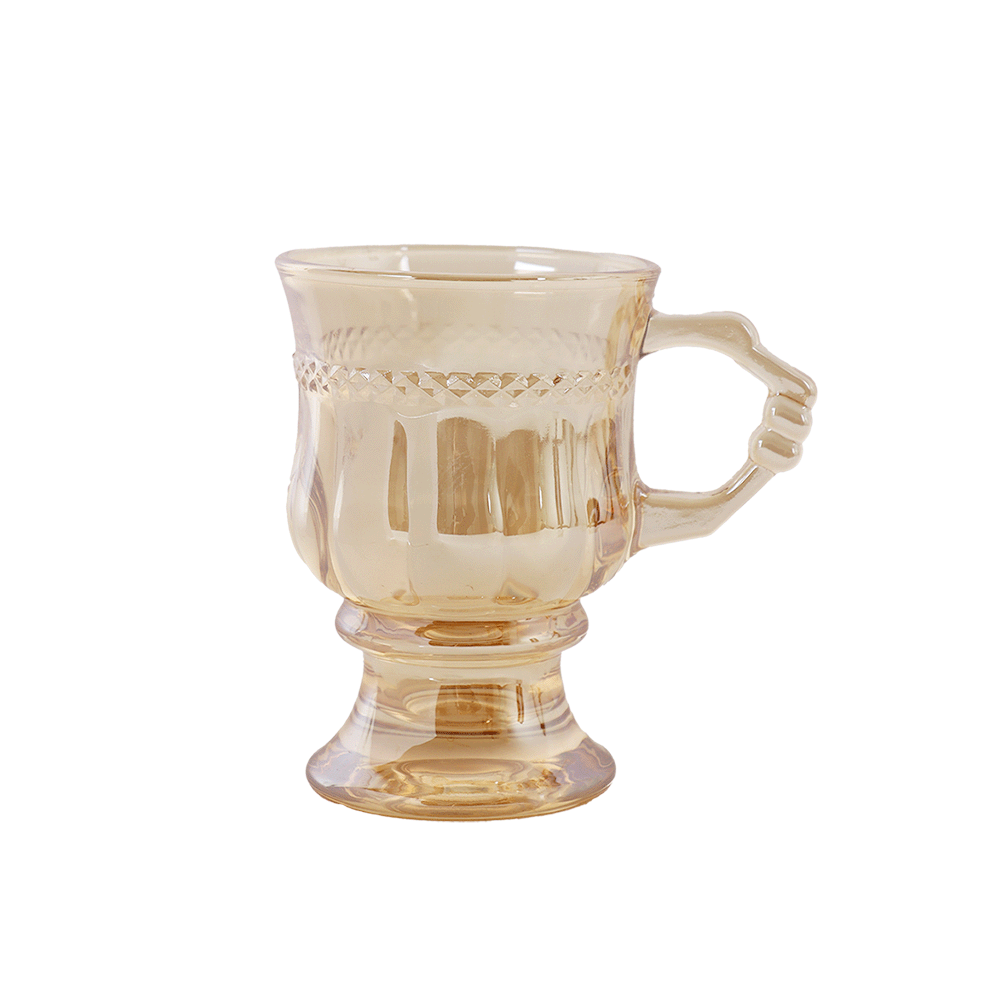 جي-هورس كاسات شاي زجاج أبو قاعدة موديل SH735 دهبي - 6 قطع