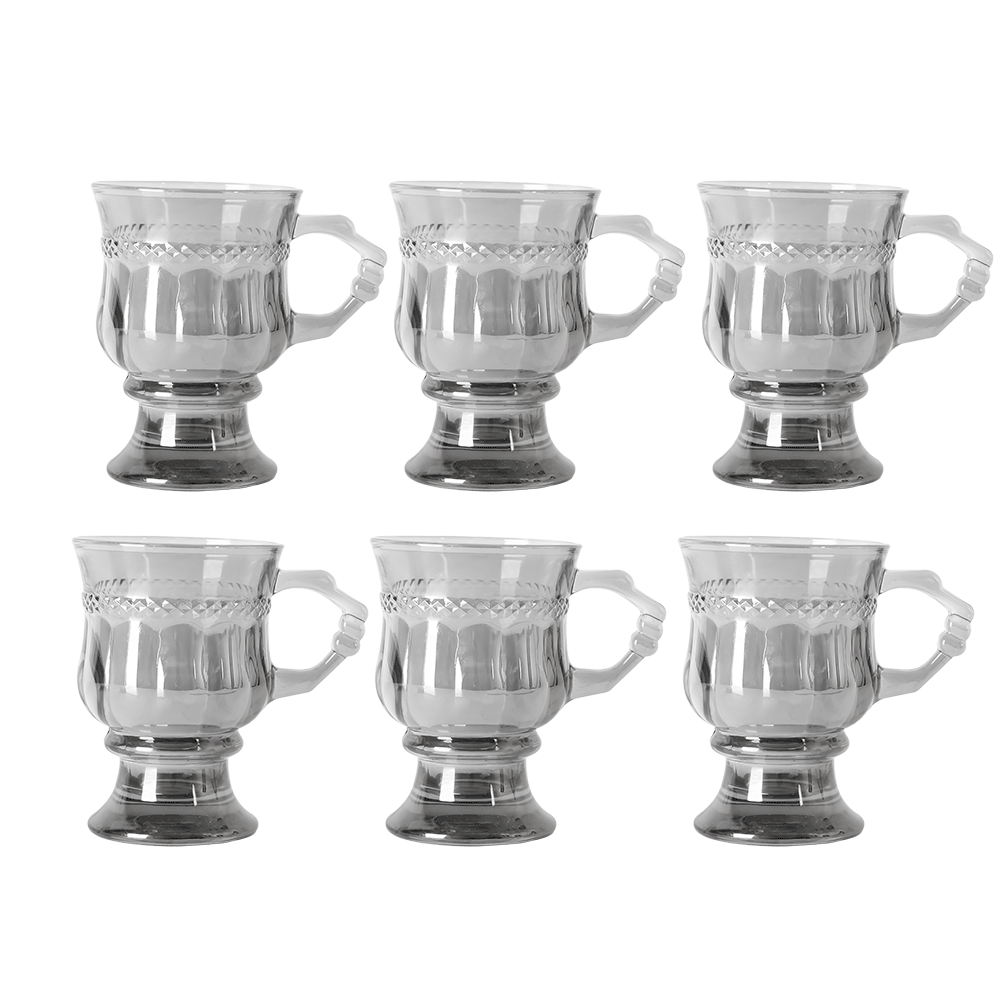 جي-هورسكاسات شاي زجاج أبو قاعدة موديل SH736 اسود - 6قطع