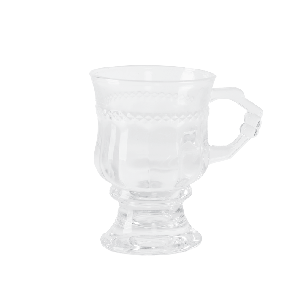 جي-هورس كاسات شاي زجاج أبو قاعدة موديلSH737 شفاف - 6 قطع