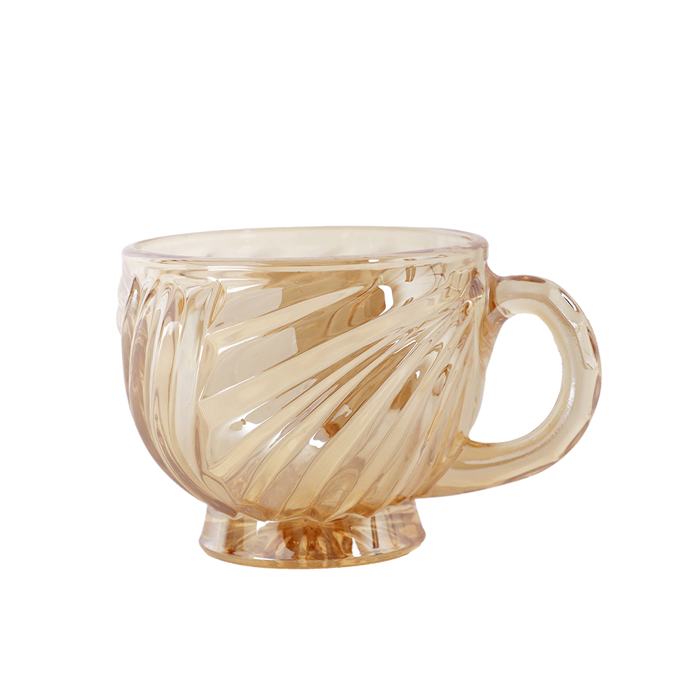 جي-هورس كاسات شاي زجاج أبو يد موديل SH 738 دهبي -6 قطع