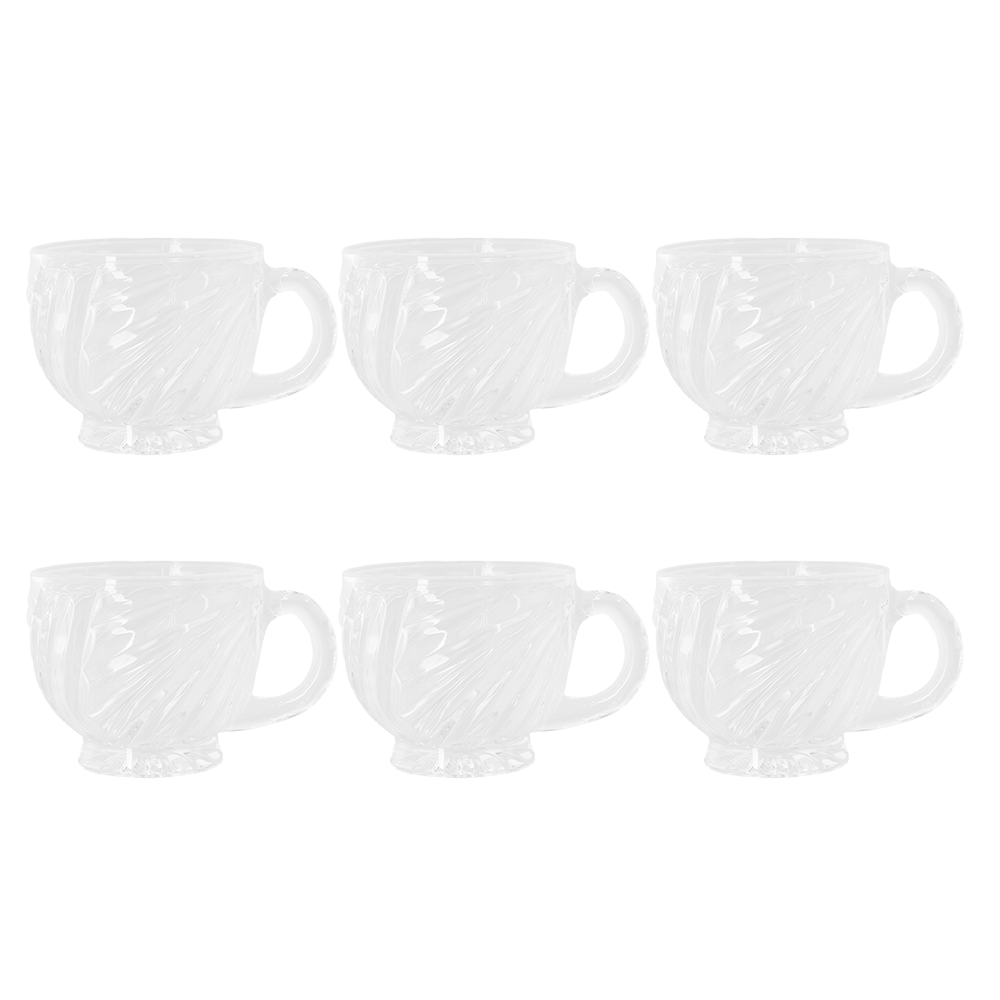 جي-هورس كاسات شاي زجاج أبو يد موديلSH740 شفاف - 6 قطع