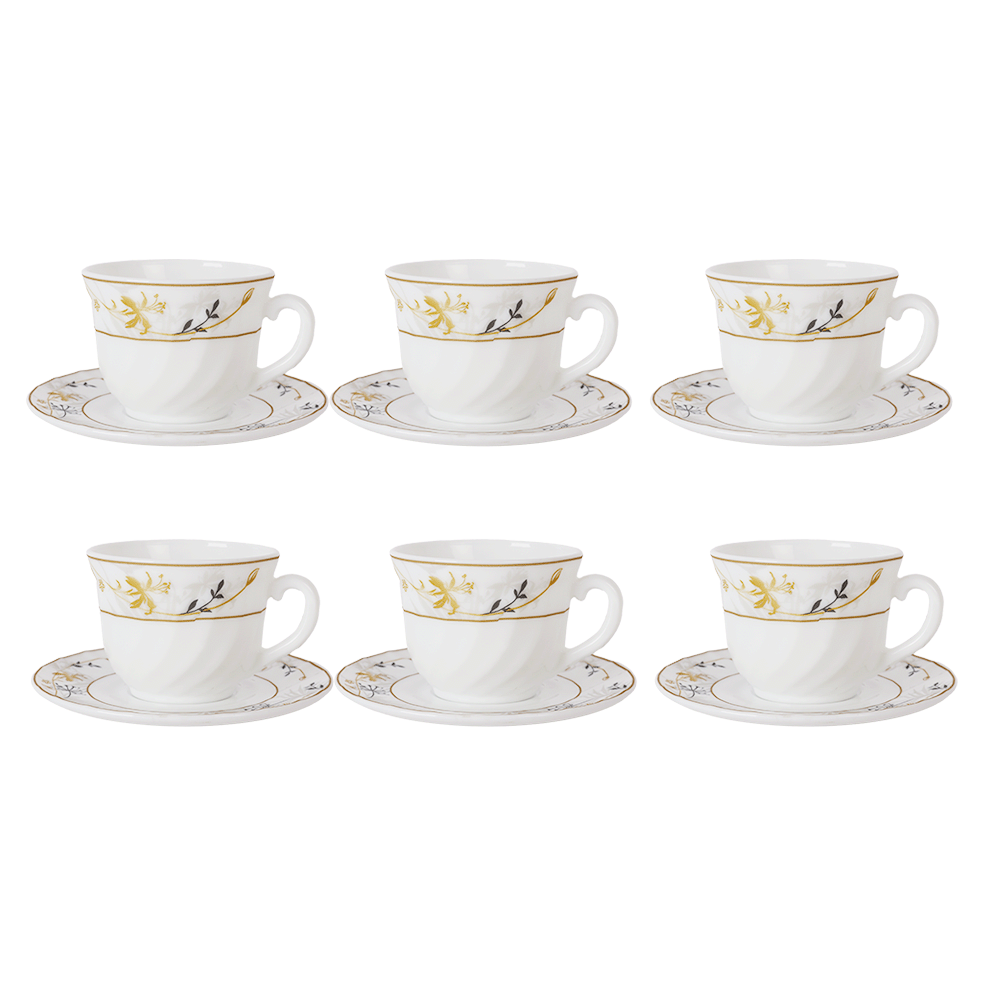 داني هوم اكواب شاي مع السيسر ابيض مشجر دائري 12 قطعة - موديلSH41