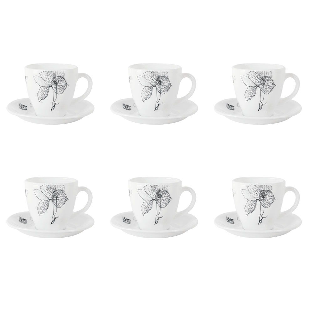 داني هوم اكواب شاي مع السيسر ابيض مشجر مربع 12 قطعة - موديل SH46