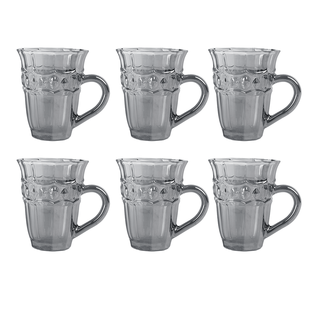 لوف ويش كاسات شاي زجاج أبو يد موديلAW44 اسود - 6 قطع