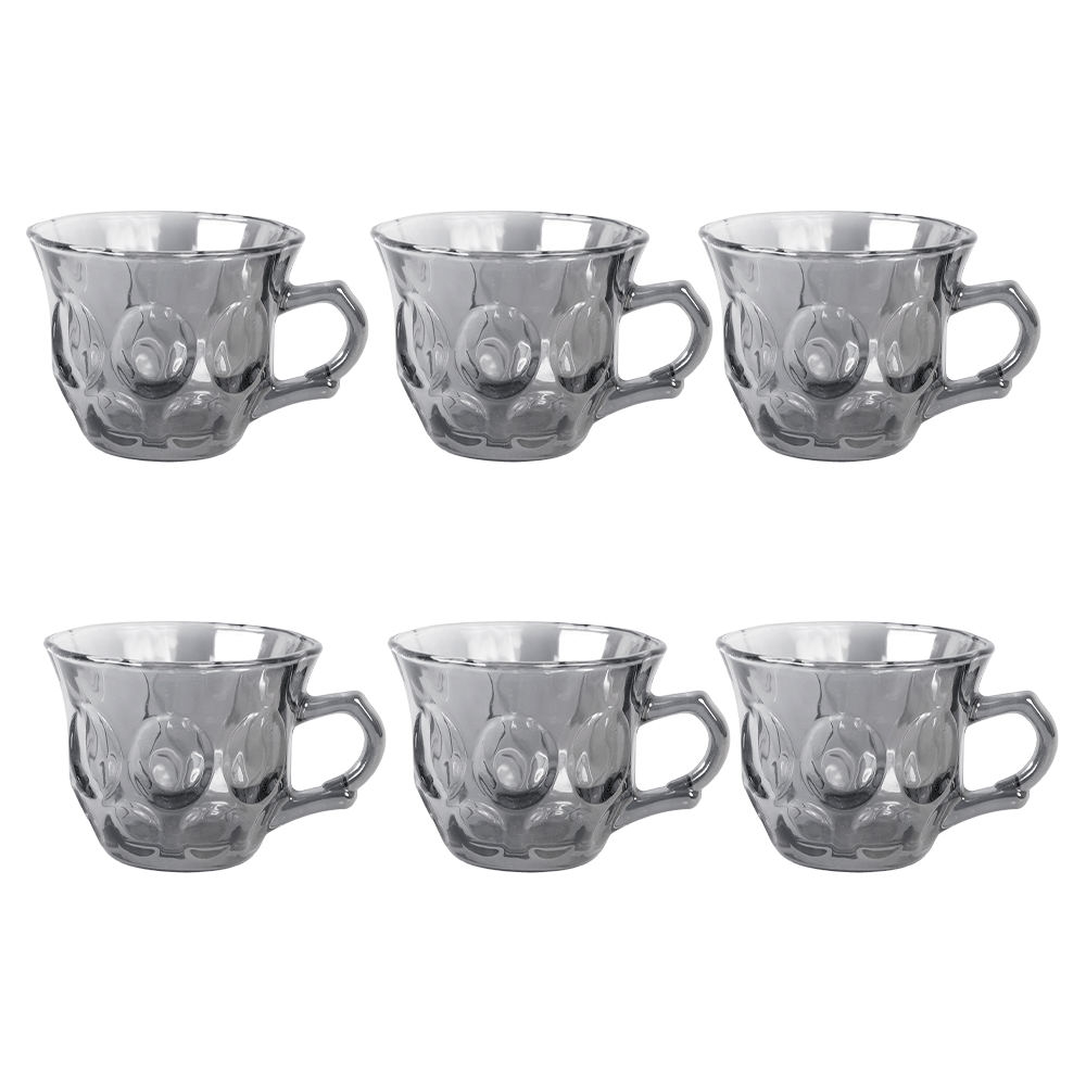 جي-هورس كاسات شاي زجاج أبو يد موديل AW48 اسود - 6 قطع