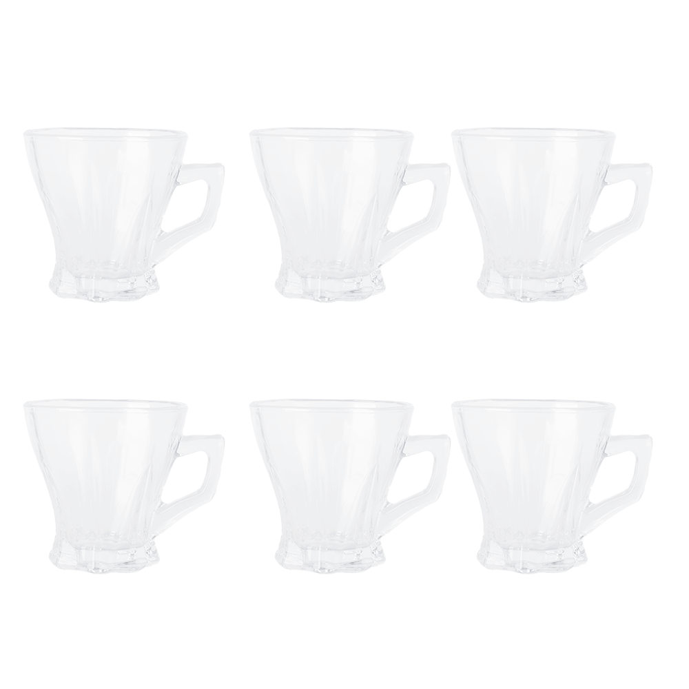 ليفنج هوم كاسات شاي زجاج أبو يد موديل AW147 شفاف - 6 قطع