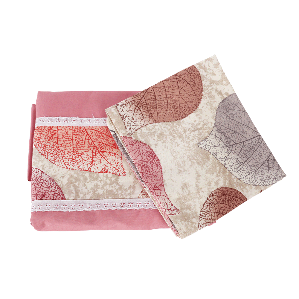 قطن طقم لحاف نفر مع كيس وسادة وردي - 3 قطع