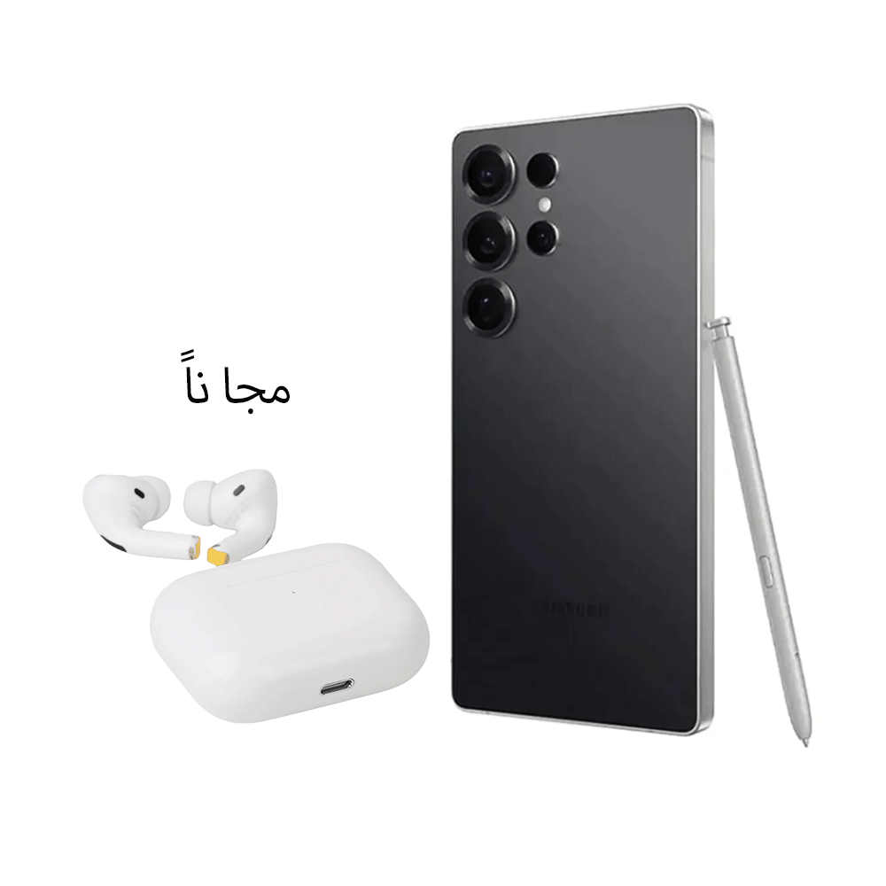باكج سامسونج إس 25 الترا بذاكرة عشوائية 256 جيجابايت و رام 12 جيجابايت شريحتين - وكالة مع هوكو سماعة أذن بلوتوث كهدية مجانية