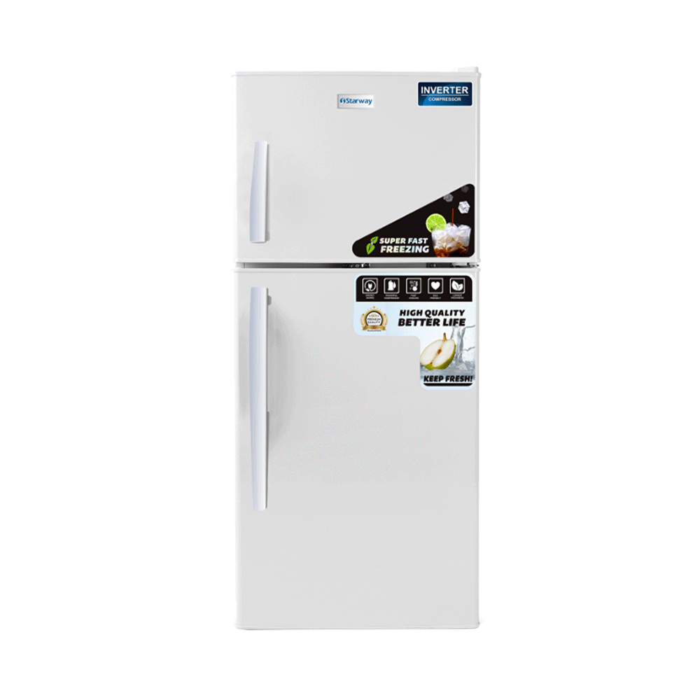 ستار واي ثلاجة كهربائية إنفرتر بابين سعة 328 لتر وقوة 48 واط - أبيض