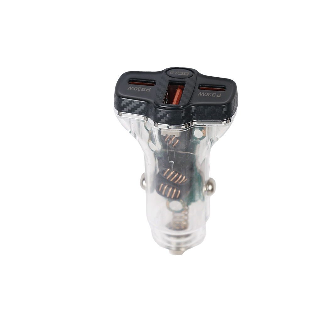 اورجنال شاحن سياره بقوة 78 واط بـ 3 منافد - شفاف