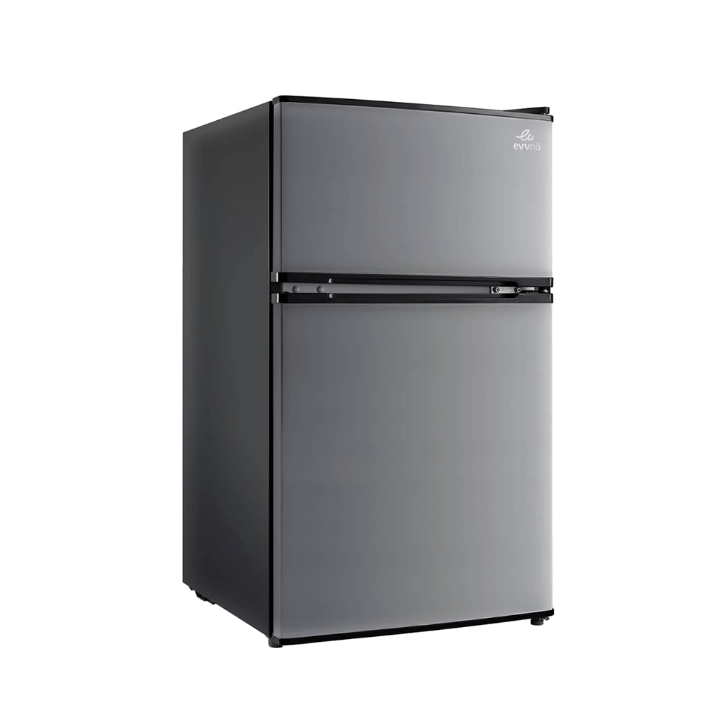  ثلاجة من ايفولي بابين بفريزرعلوي بحجم 6 قدم و بسعة 100 لتر وقوة 80 واط فضي- موديل 100S