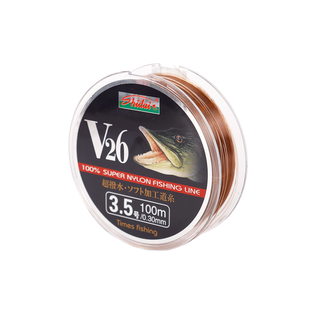 خيط صنارة صيد سمك شيداي نايلون 0.30 ملم مقاس 3.5 طول 100 متر بني - موديل V26