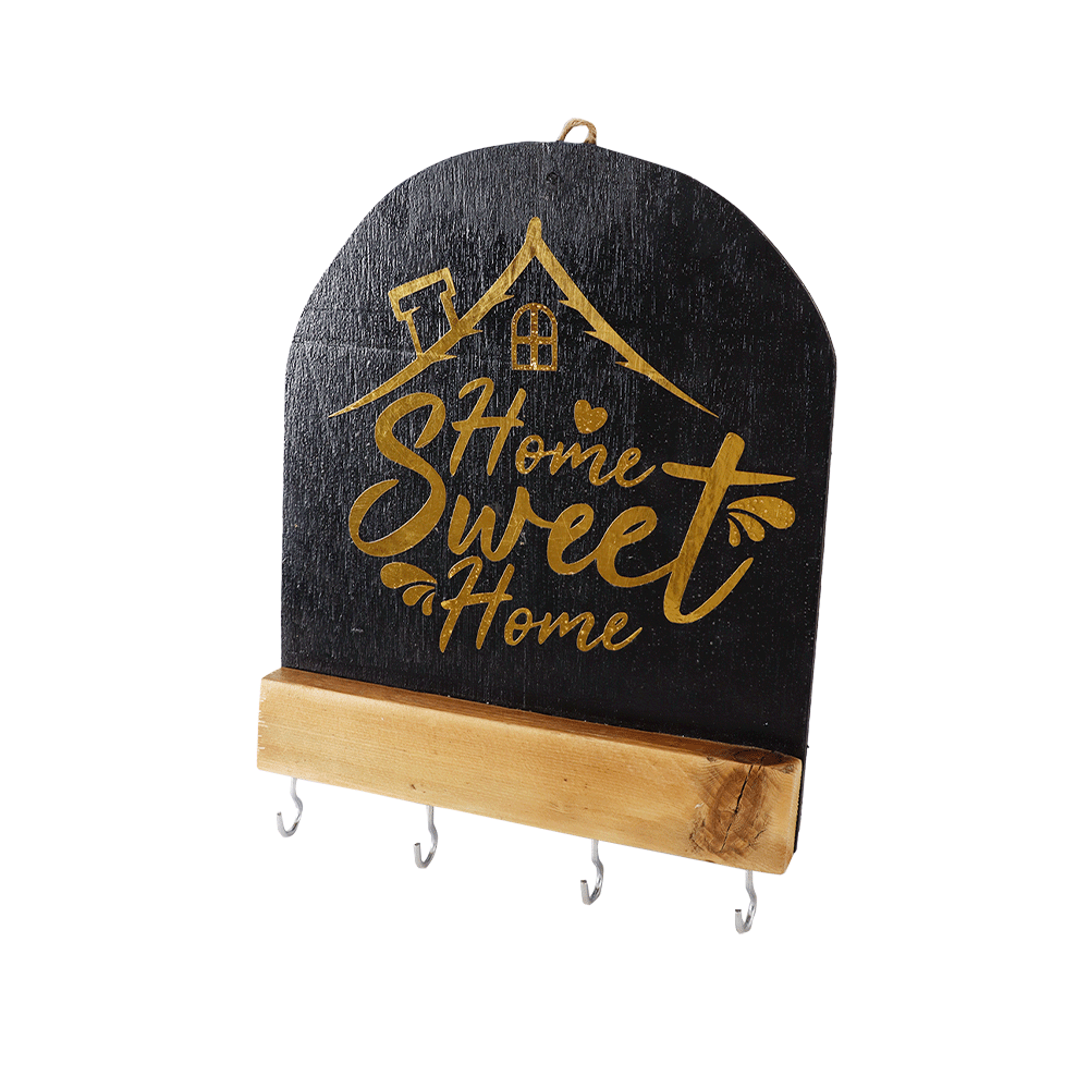 لوحة خشبية مدخل للبيت لتعليق المفاتيح من بصمات بعبارة Home Sweet Home